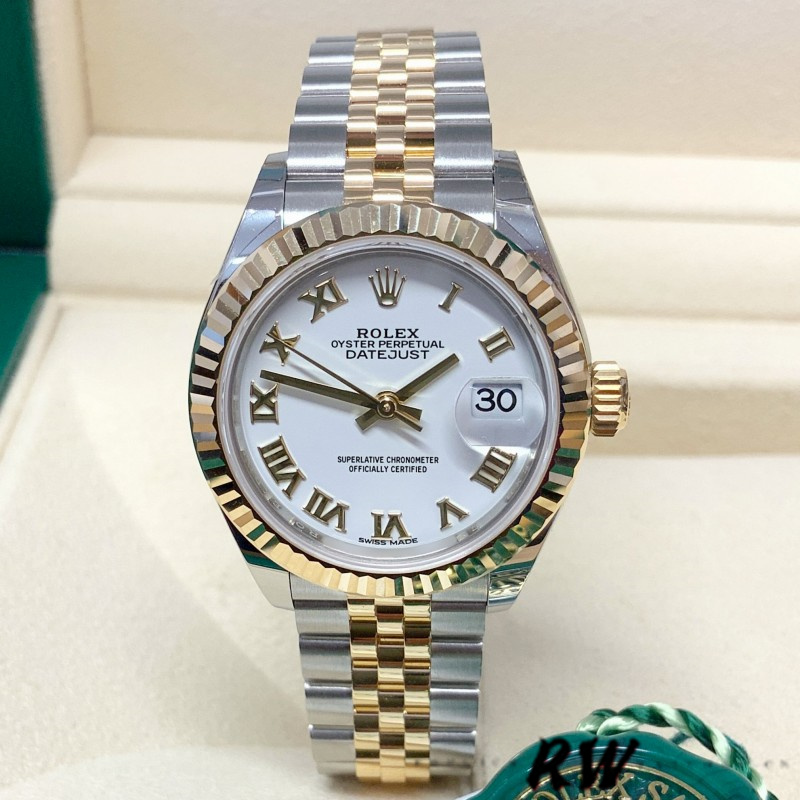 Replica Rolex Datejust 279173 White Roman Numeral Dial Fluted Bezel 28mm Lady Watch - QualitySwissReplica