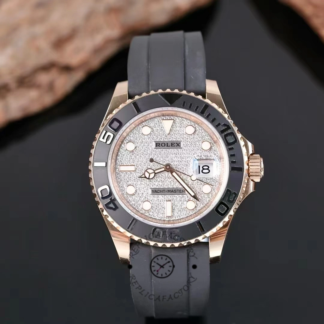 Replica Rolex Yacht-Master II 126655 Diamond Pave Dial Rose Gold 40mm Mens Watch - QualitySwissReplica