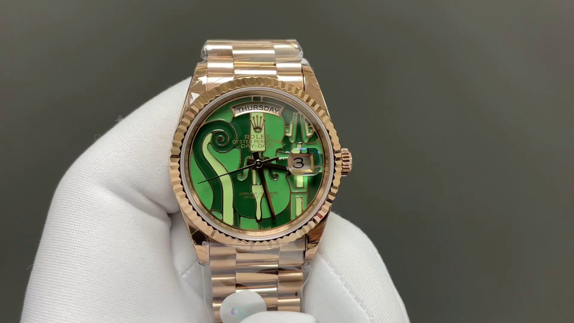 Replica Rolex Day-Date 128238-VIO 36 Green Dial 1:1 Clone Watch - QualitySwissReplica