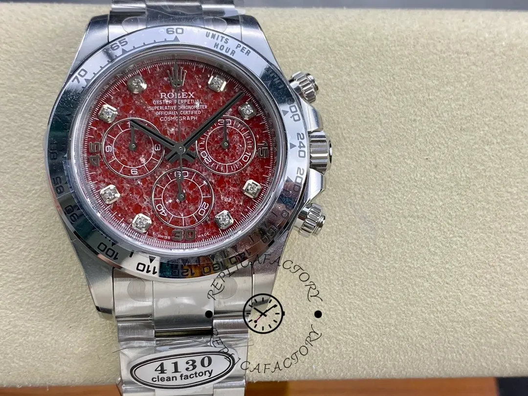 Replica Rolex Cosmograph Daytona 40MM White Gold Rare Rubellite Dial 116509 Men's Watch - QualitySwissReplica