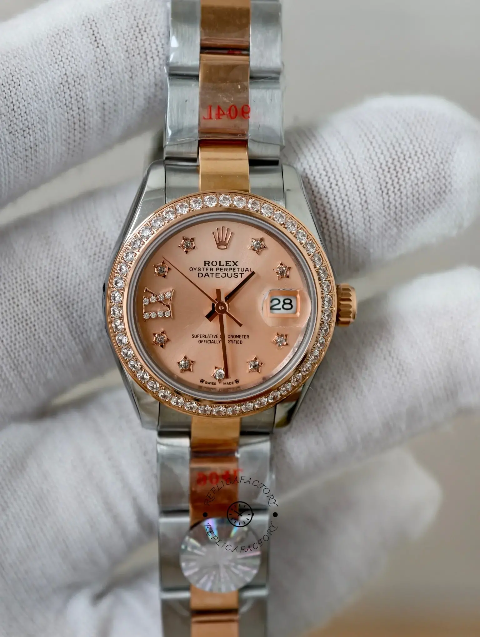 Replica Rolex Lady-Datejust 28 Two-Tone Oyster Steel Strap 279381RBR-0028 - QualitySwissReplica