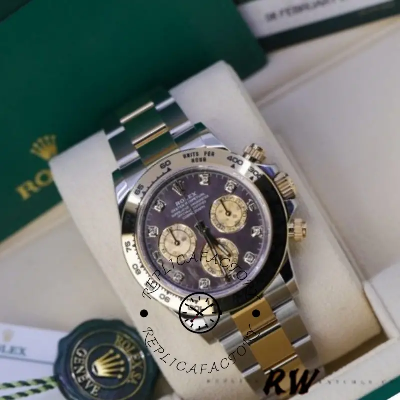 Replica Rolex Cosmograph Daytona 116503 Black Mother Of Pearl Dial 40MM Mens Watch - QualitySwissReplica
