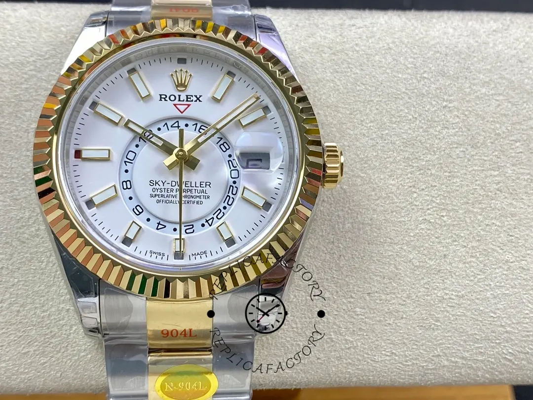 Replica Rolex Sky Dweller 42mm White Dial Stick Markers m336933 0005 Men's Watch - QualitySwissReplica