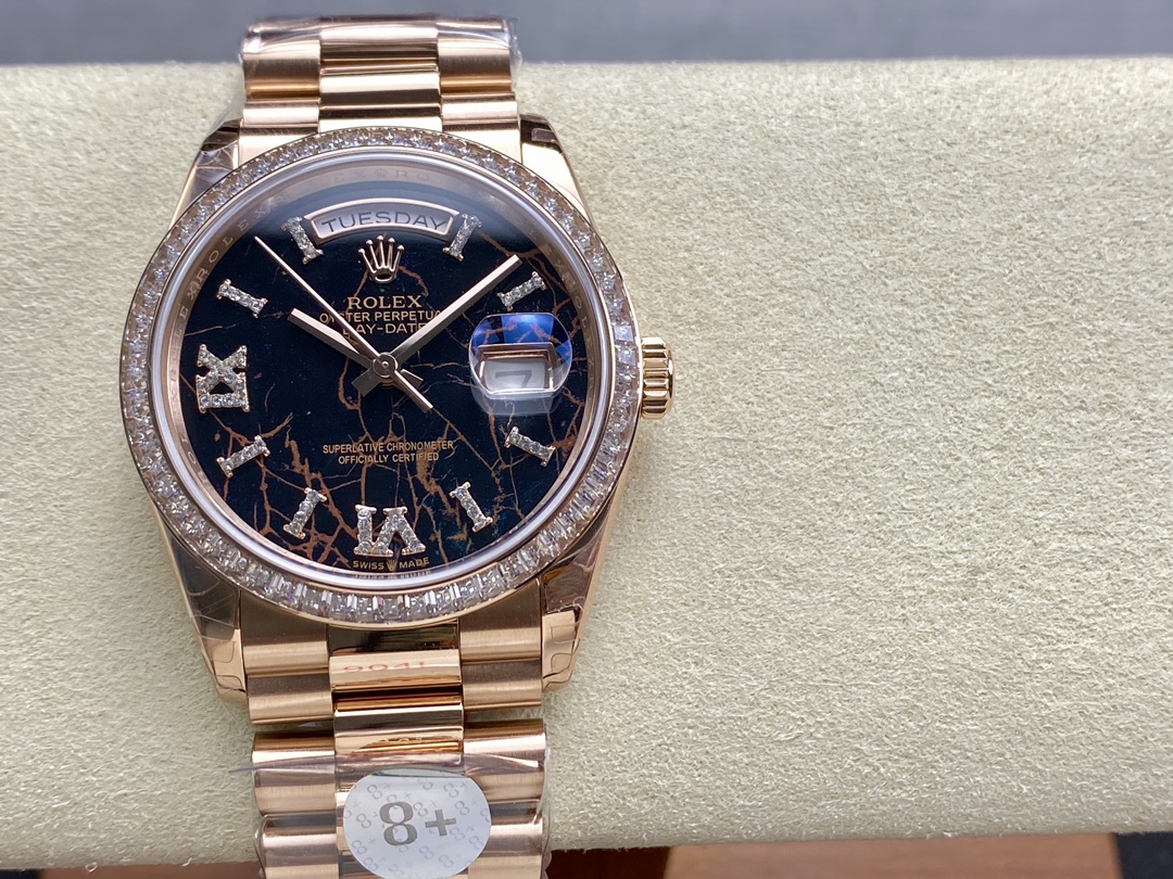 Replica Rolex Day-Date 128345RBR Eisenkiesel dial Everose Gold 36MM Unisex Watch - QualitySwissReplica