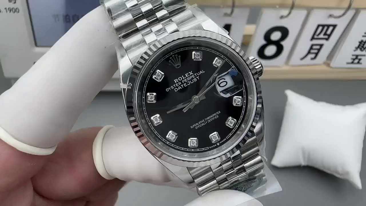 Replica Rolex Datejust 126234 Fluted Bezel Black Diamond Dial 36MM Unisex Watch - QualitySwissReplica