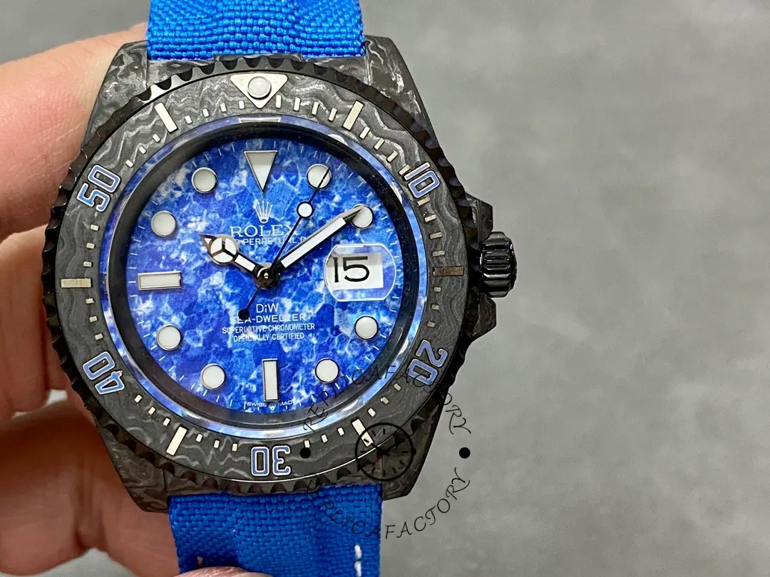 Replica Rolex Sea Dweller Customized DiW Carbon Fiber Ocean Blue Dial - QualitySwissReplica