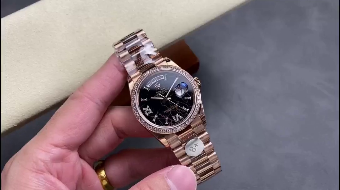 Replica Rolex Day-Date 128345RBR Eisenkiesel dial Everose Gold 36MM Unisex Watch - QualitySwissReplica