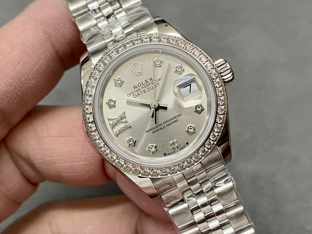 Replica Rolex Datejust 28 Silver Dial Diamond Bezel m279384rbr 0021 Women's Watch - QualitySwissReplica