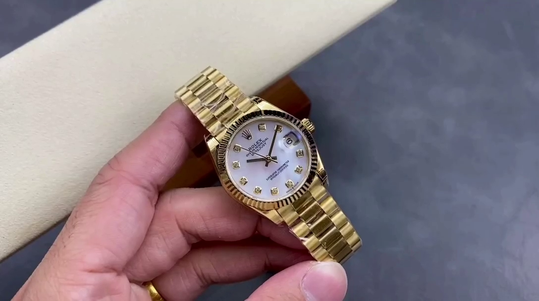 Replica Rolex Datejust 31 Yellow Gold Mother-of-Pearl Diamond Dial M278278-0010 Women's Watch - QualitySwissReplica