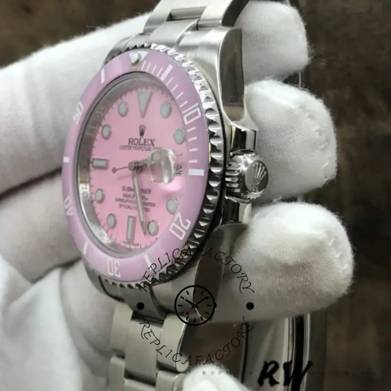 Replica Rolex Submariner Date 116610LN Stainless Steel Oyster 40MM Pink Dial Mens Watch - QualitySwissReplica