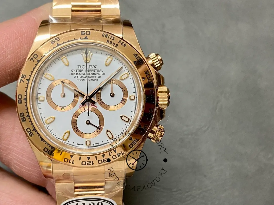 Replica Rolex Daytona 126508 18K Rose Gold White Dial Men's Watch - QualitySwissReplica