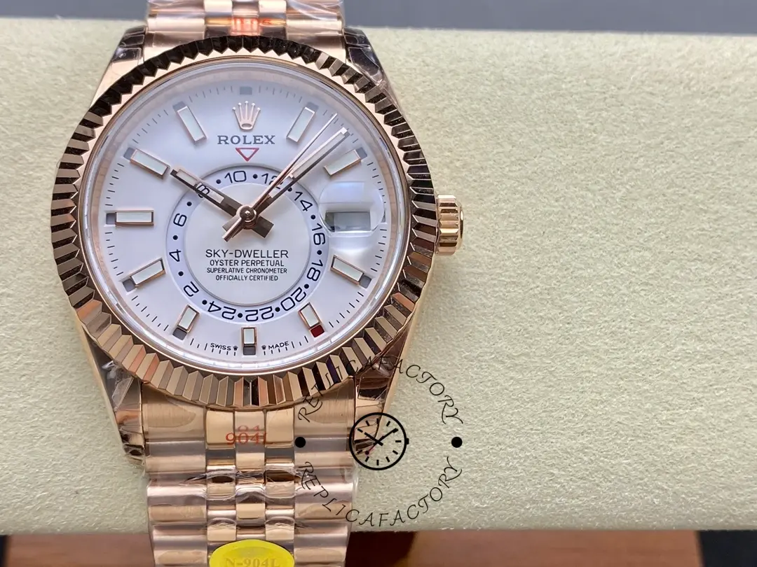 Replica Rolex Sky Dweller 42mm Intense White Dial Fluted Bezel Jubilee Bracelet m336935 0007 - QualitySwissReplica