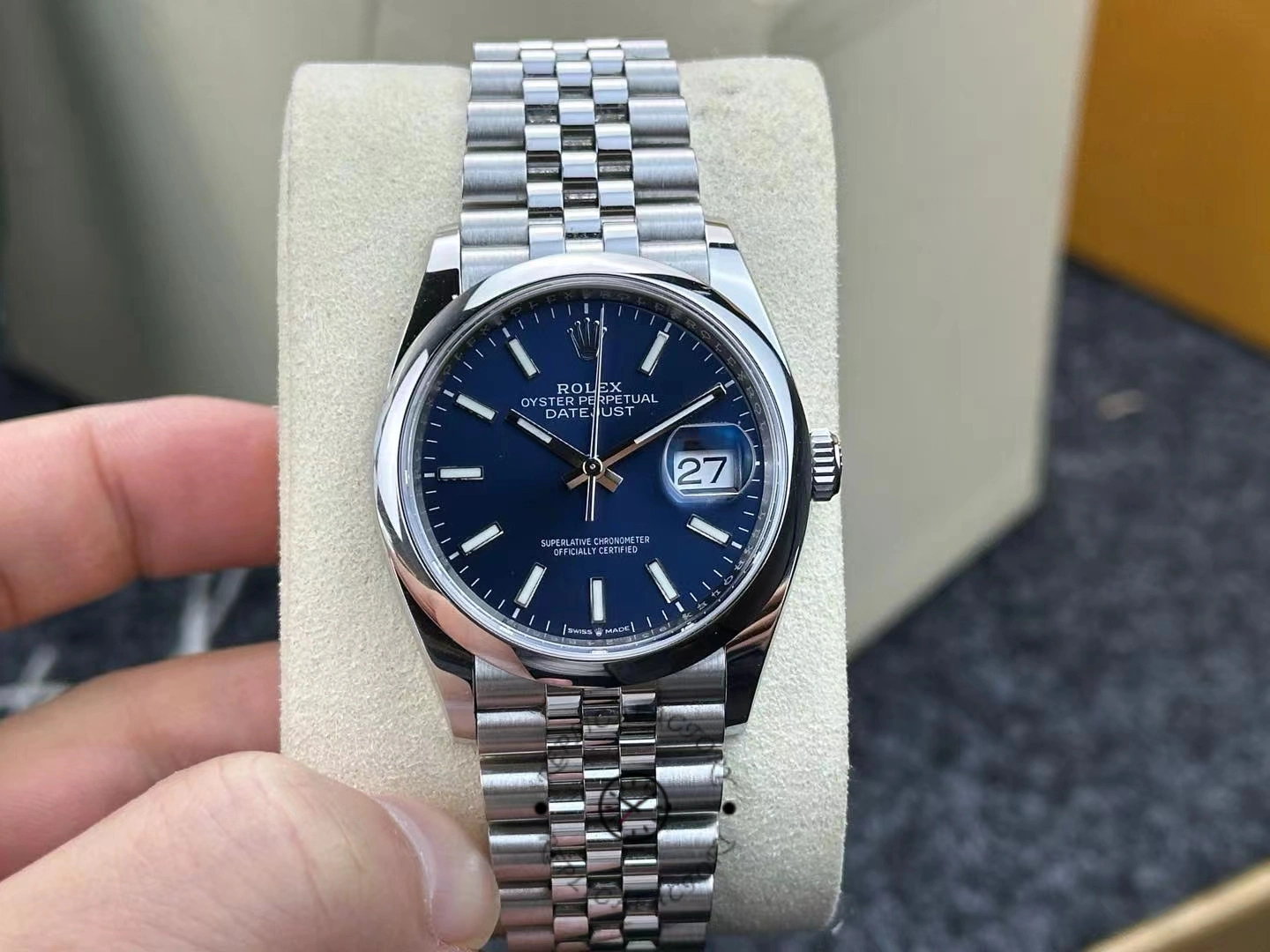 Replica Rolex Datejust 126200 Blue Index Dial Jubilee Stainless Steel 36MM Unisex Watch - QualitySwissReplica