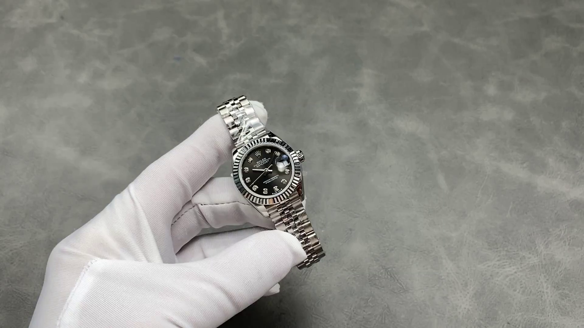 Replica Rolex Datejust 279174 Stainless Steel Dark Grey Diamond Dial 28mm Lady Watch - QualitySwissReplica