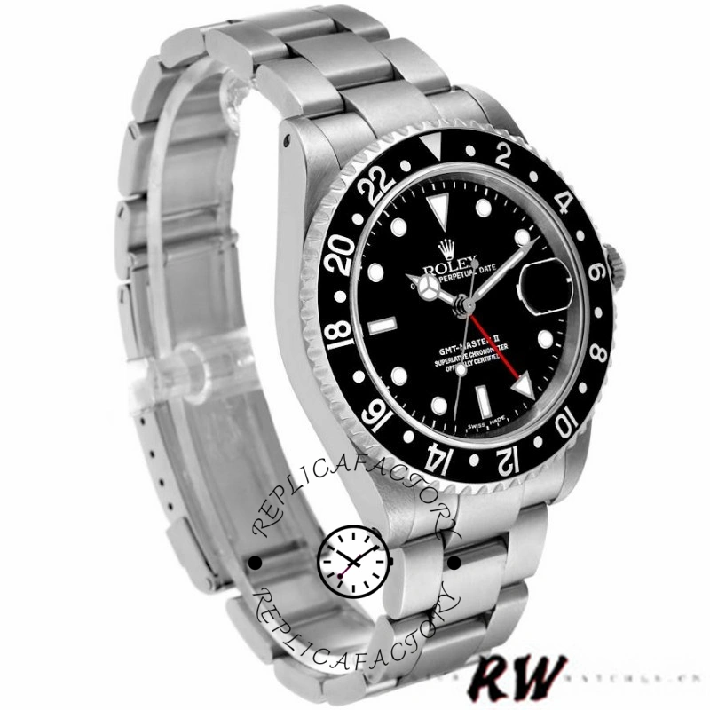 Replica Rolex GMT-Master II 16710 Black Dial Stainless Steel Case 40MM Mens Watch - QualitySwissReplica