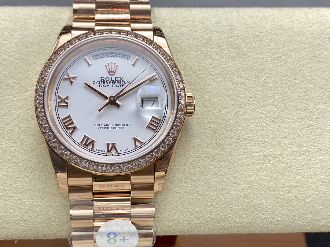 Replica Rolex Day-Date 128345RBR White Dial Everose Gold 36MM Unisex Watch - QualitySwissReplica