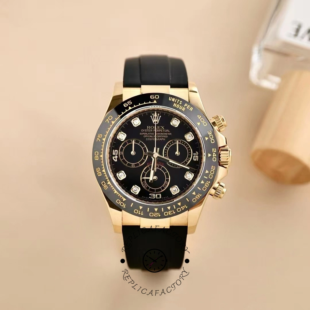 Replica Rolex Daytona 116518LN Black Diamond Dial 40mm Mens Watch - QualitySwissReplica