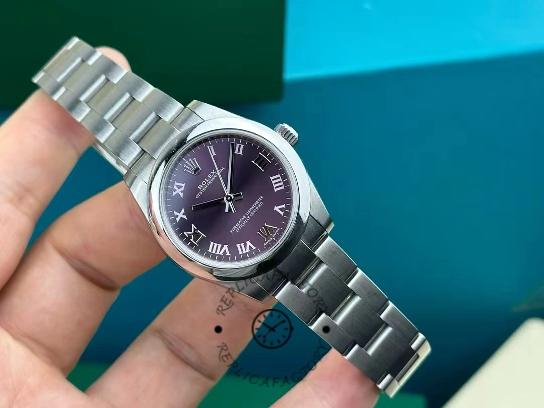 Replica Rolex Oyster Perpetual 177200 Grape Red Dial 31mm Lady Watch - QualitySwissReplica