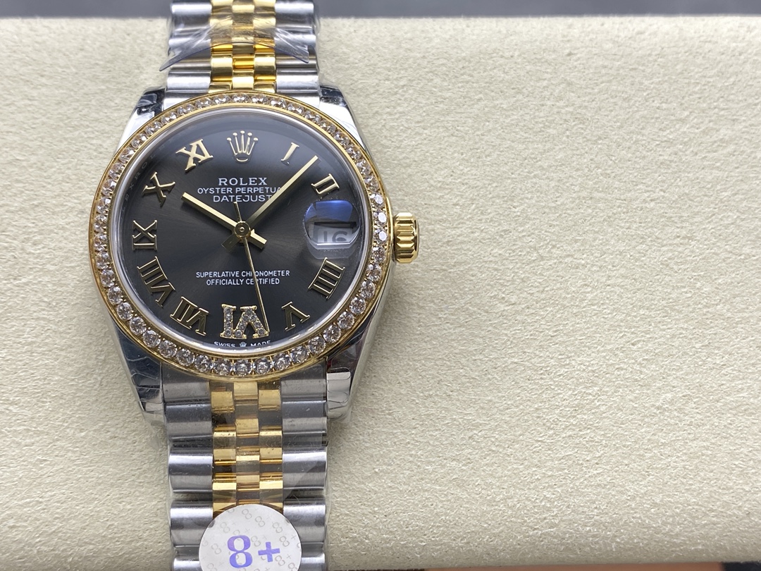 Replica Rolex Datejust 31mm Stainless Steel and Yellow Gold 278383RBR 0018 Grey VI Roman Jubilee - QualitySwissReplica