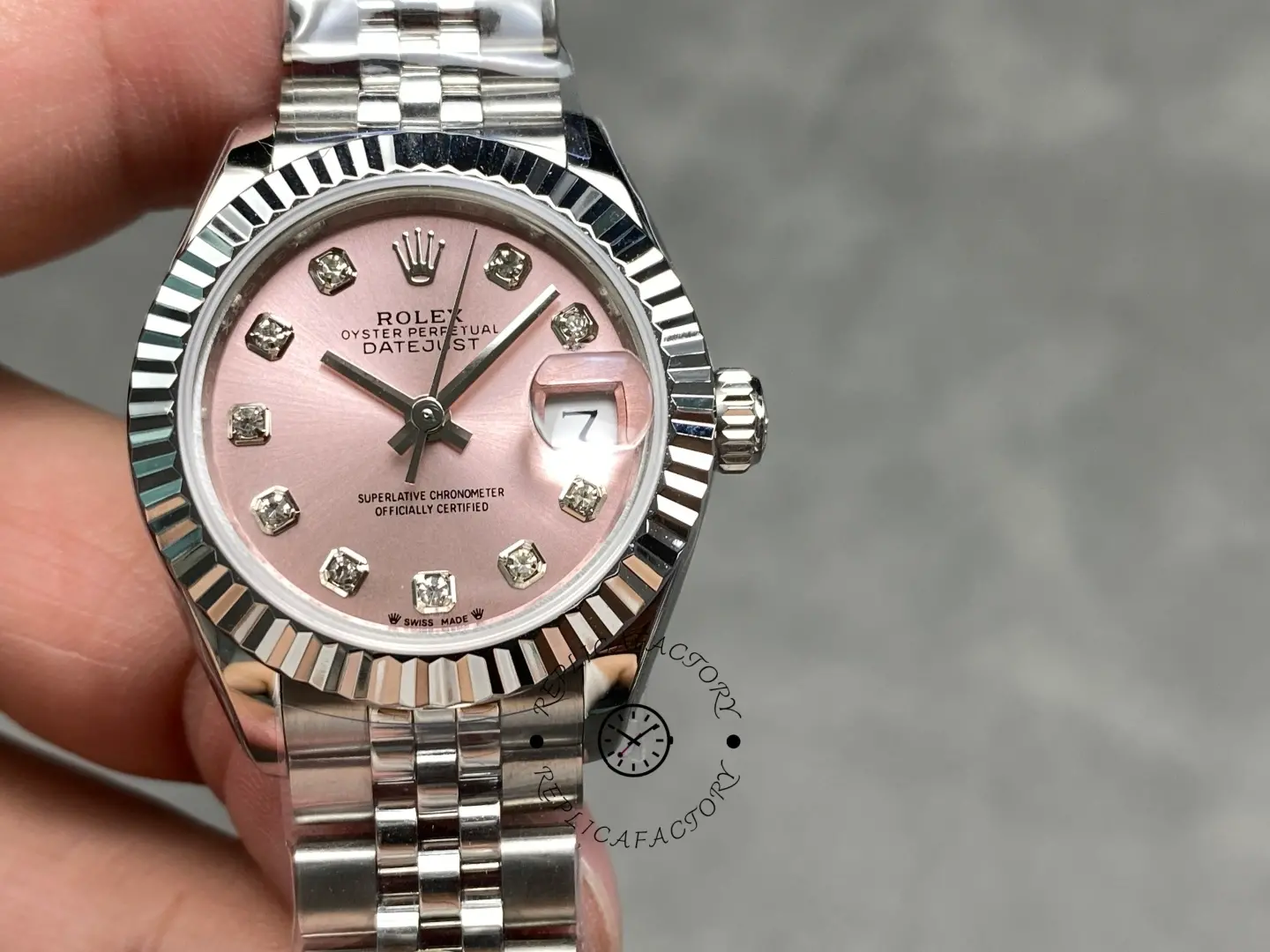Replica Rolex Datejust 279174 Stainless Steel Pink Diamond Dial 28mm Lady Watch - QualitySwissReplica