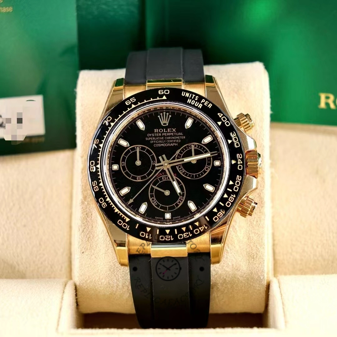 Replica Rolex Daytona 116518LN Black Dial Yellow Gold 40mm Mens Watch - QualitySwissReplica