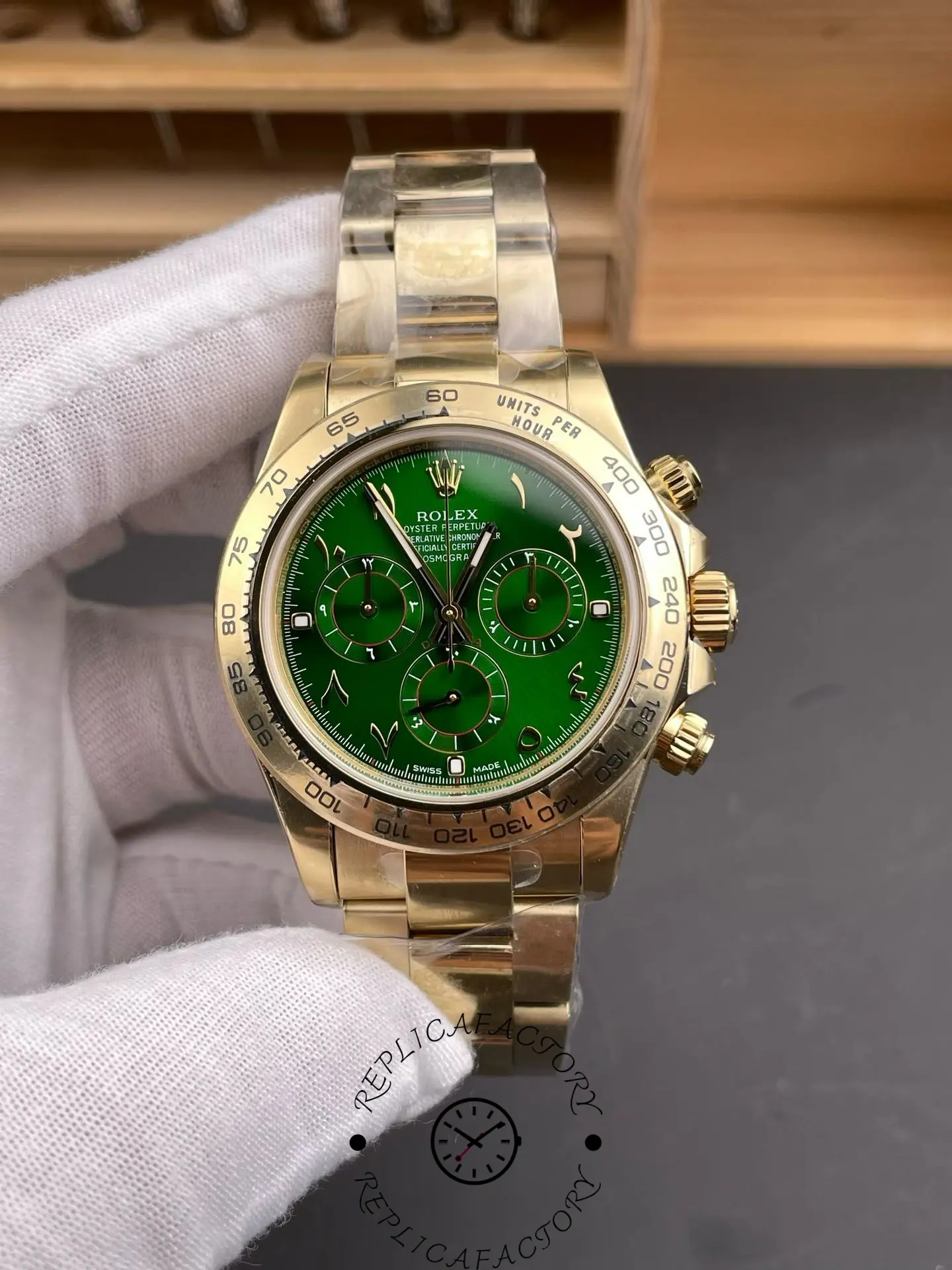Replica 1:1 Clone Rolex Daytona 116508 Arabia Green Dial 4130 Movement - QualitySwissReplica