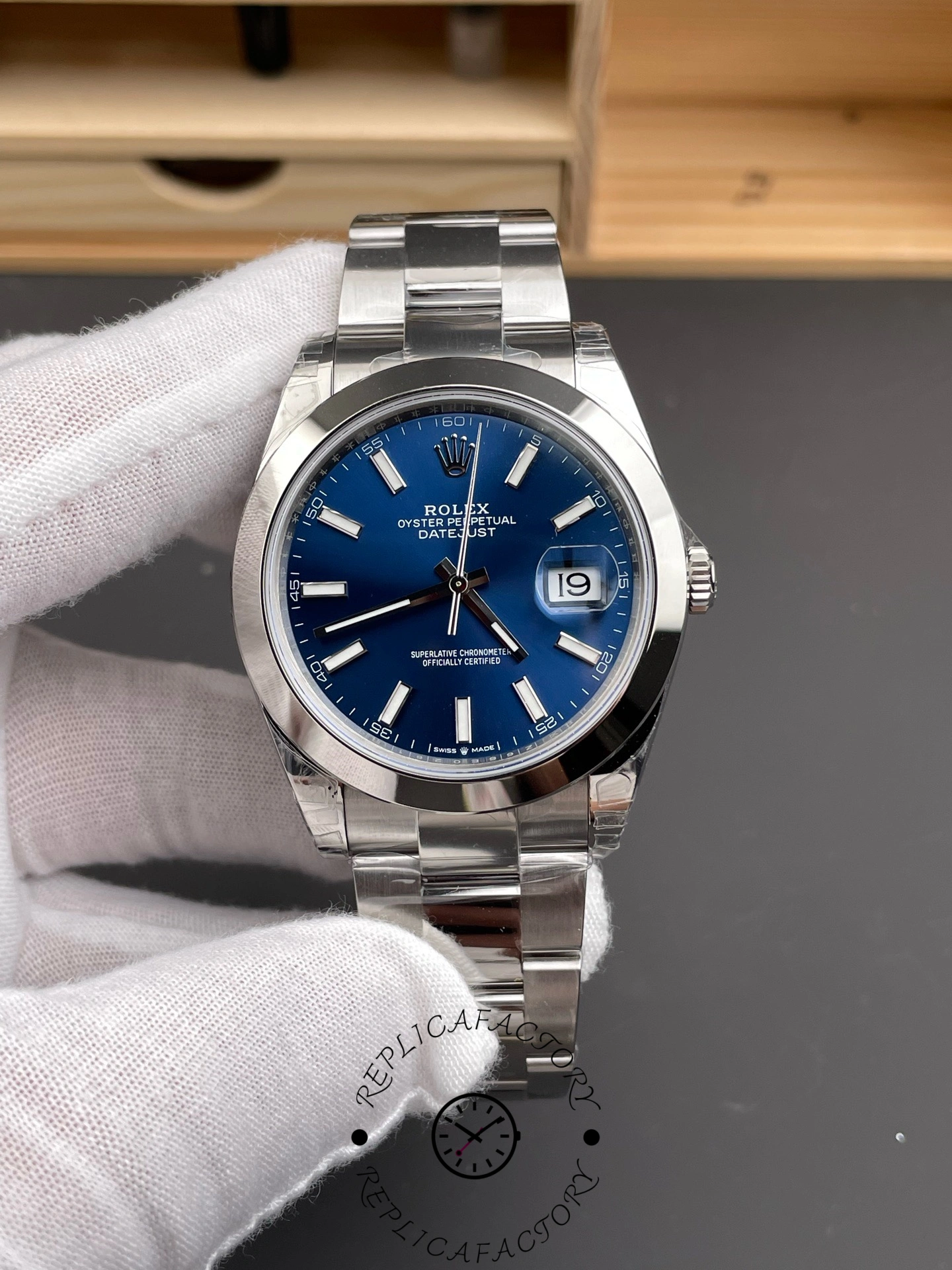 Replica Rolex Datejust 41mm 126300-0001 Blue Dial Stainless Steel Oyster Bracelet Men's Watch - QualitySwissReplica