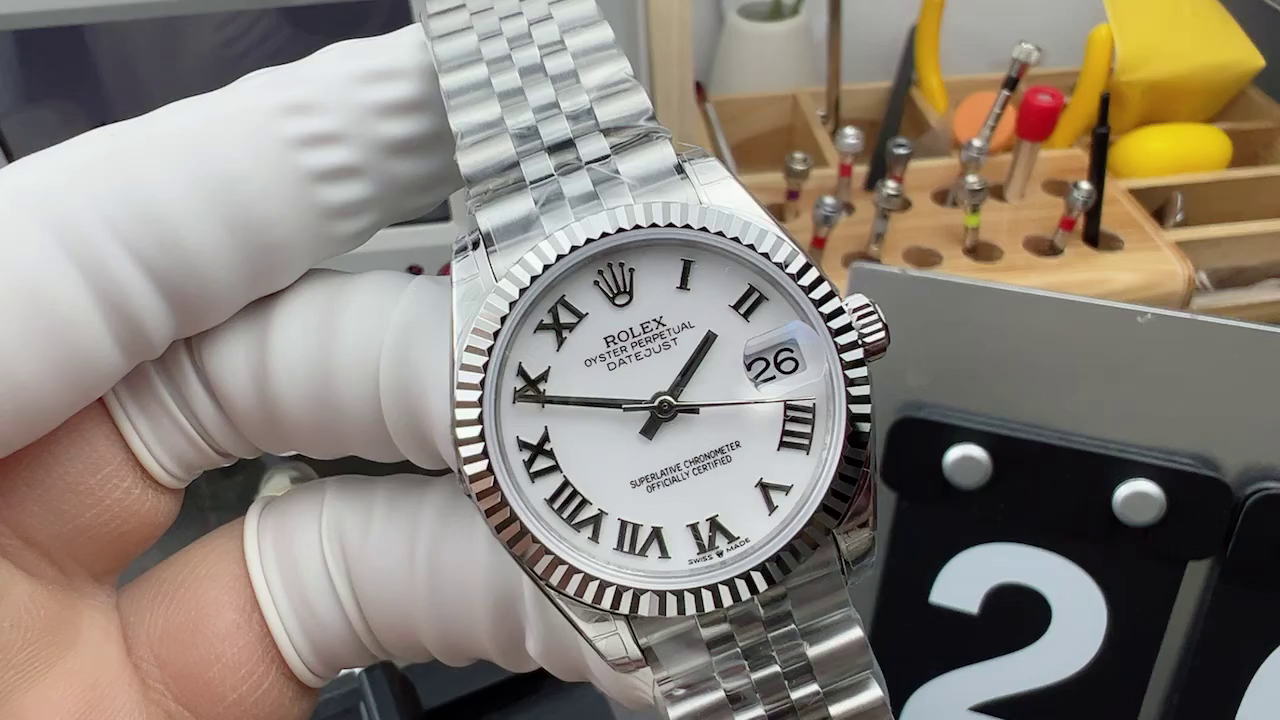Replica Rolex Datejust 31 White Roman Dial Fluted Bezel Jubilee 278274 0010 Ladies Watch - QualitySwissReplica