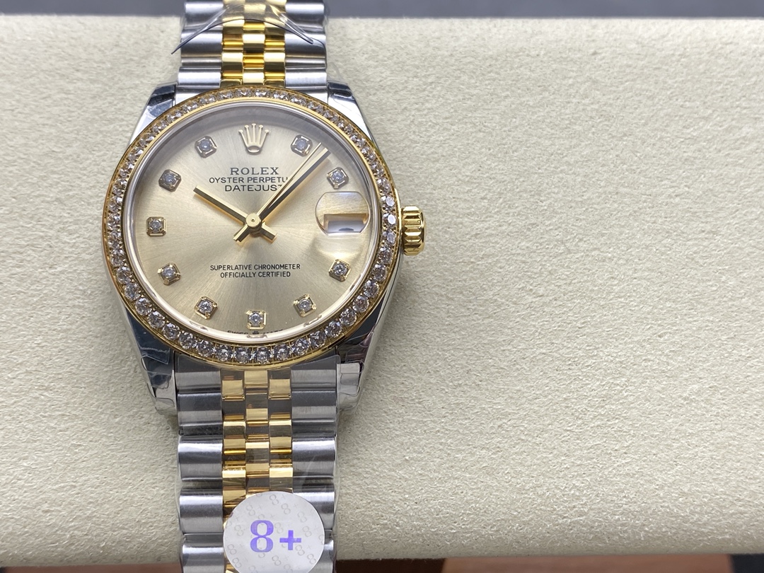 Replica Rolex Datejust 31mm Stainless Steel and Yellow Gold 278383RBR 0026 Champagne Diamond Jubilee - QualitySwissReplica