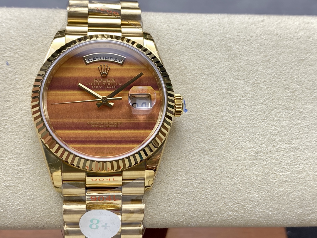 Replica Rolex Day Date 18038 Yellow Gold Tigers Eye Watch - QualitySwissReplica