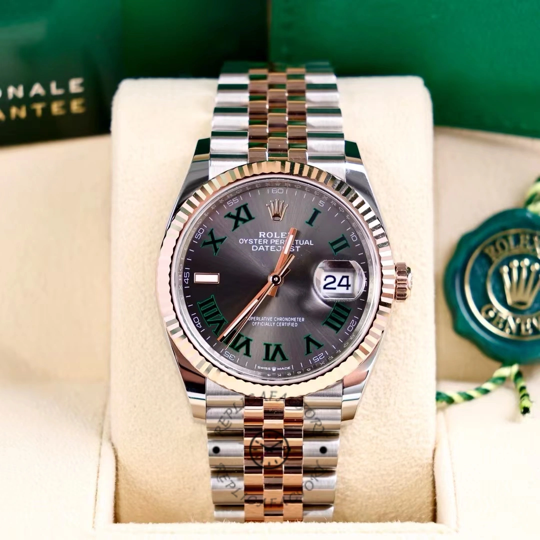Replica Rolex Datejust 126231 0029 Slate Grey Wimbledon Roman Dial & Fluted Bezel 36mm - QualitySwissReplica