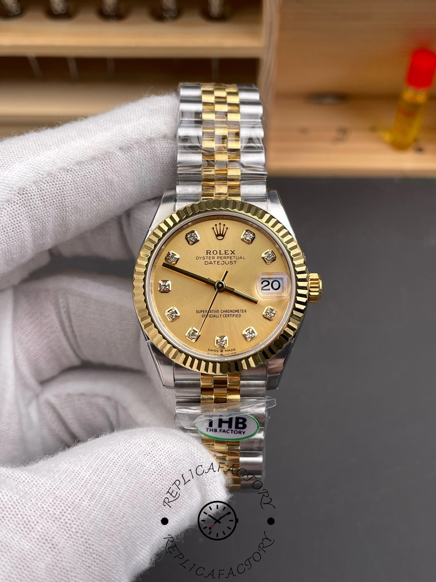 Replica Rolex Datejust 31mm Stainless Steel and Yellow Gold 278273 0026 Champagne Diamond Jubilee - QualitySwissReplica