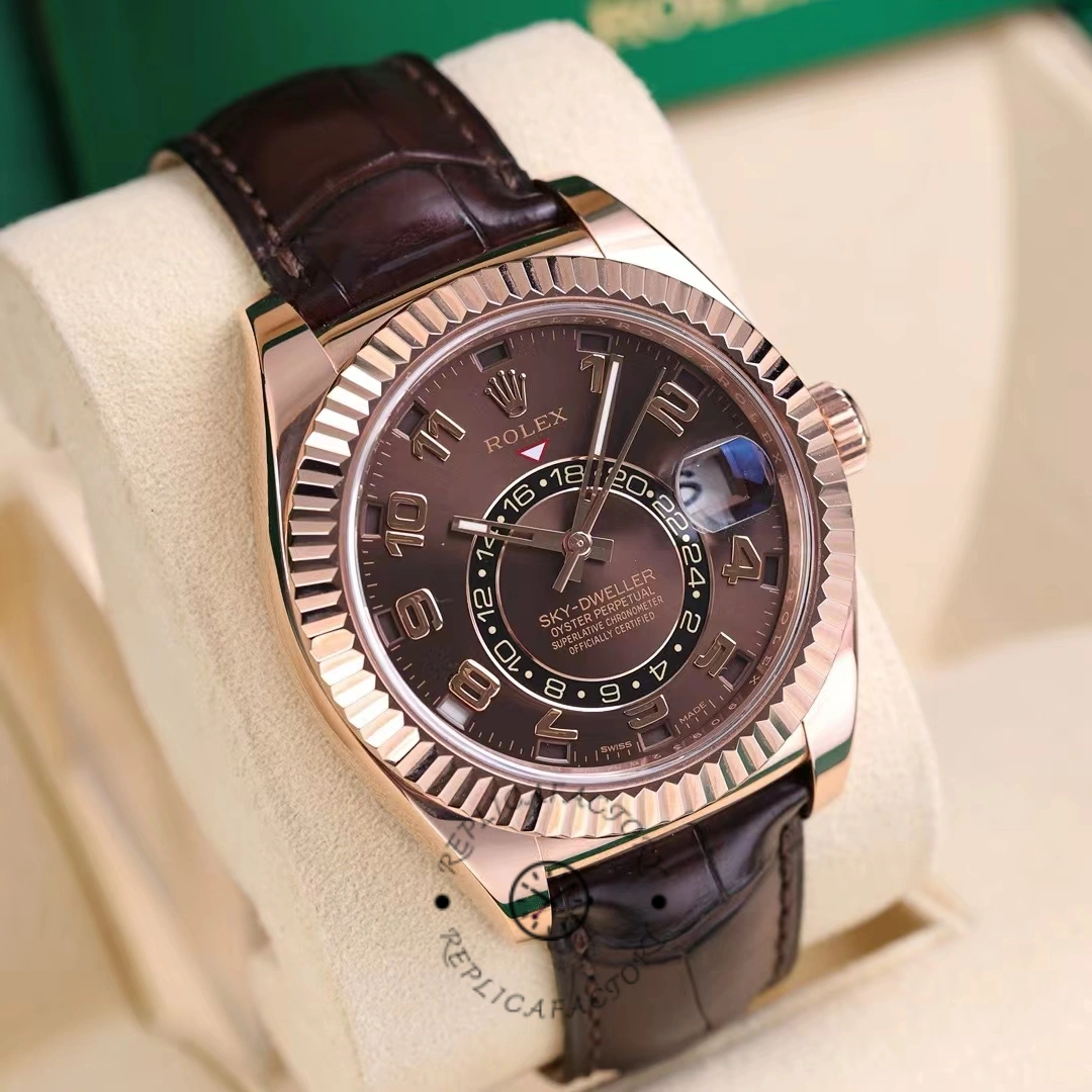 Replica Rolex Sky-Dweller 326135 Chocolate Arabic Sunray Brown Dial 42MM Mens Watch - QualitySwissReplica