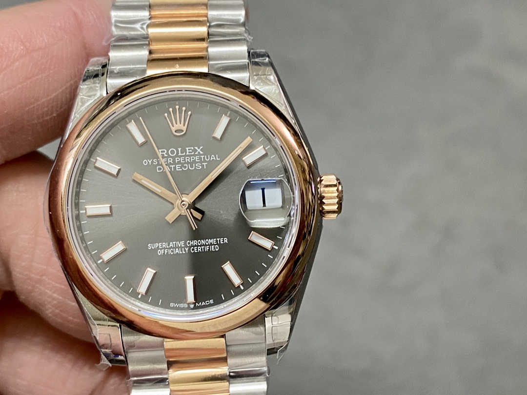 Replica Rolex Datejust 36 Everose Gold Grey Dial Jubilee m126201 0013 - QualitySwissReplica