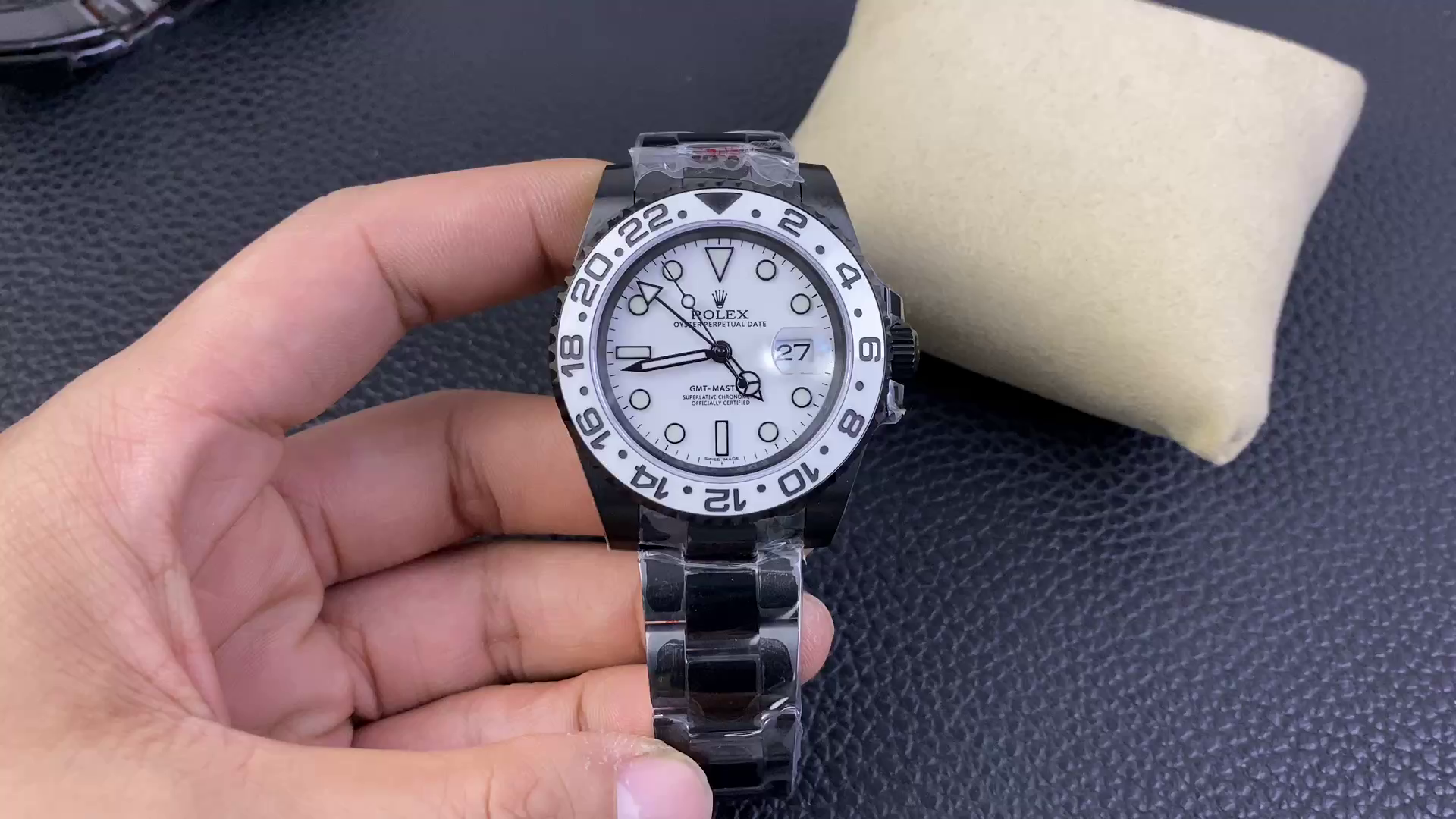 Replica Rolex GMT Master II Black PVD/DLC Coated White Dial Stainless Steel 16710 Men's Watch - QualitySwissReplica