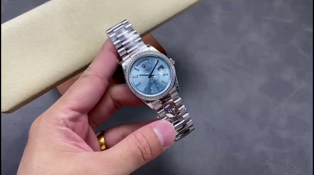 Replica Rolex Day Date m128396tbr 0003 Platinum Ice Blue Dial 36 mm - QualitySwissReplica