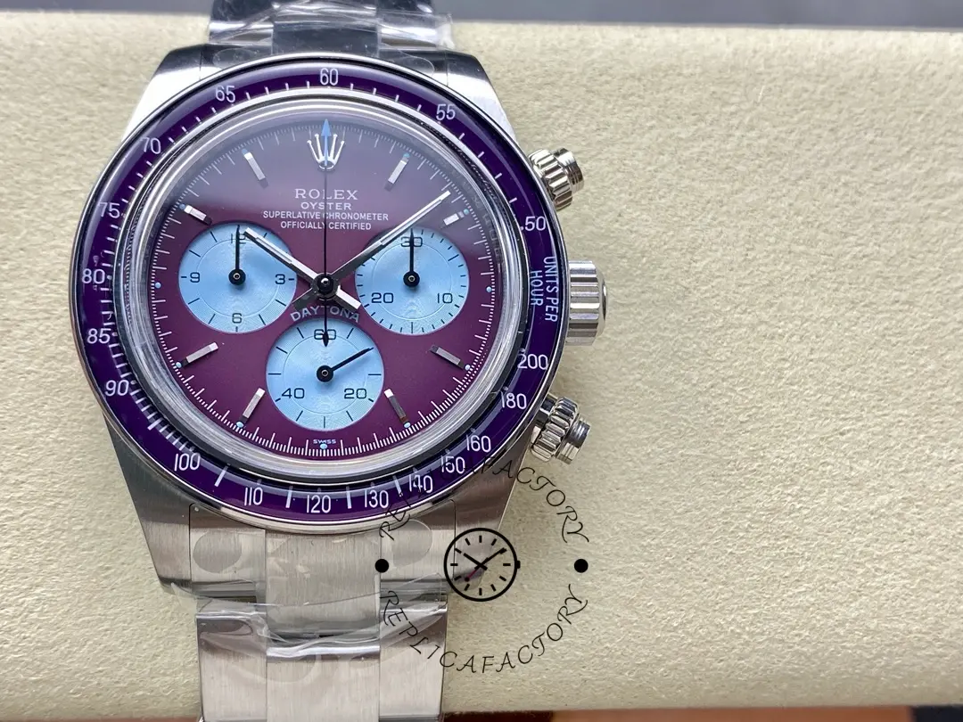 Replica Rolex Daytona Artisans de Genève Customized 40mm Burgundy Purple dial Mens Watch - QualitySwissReplica