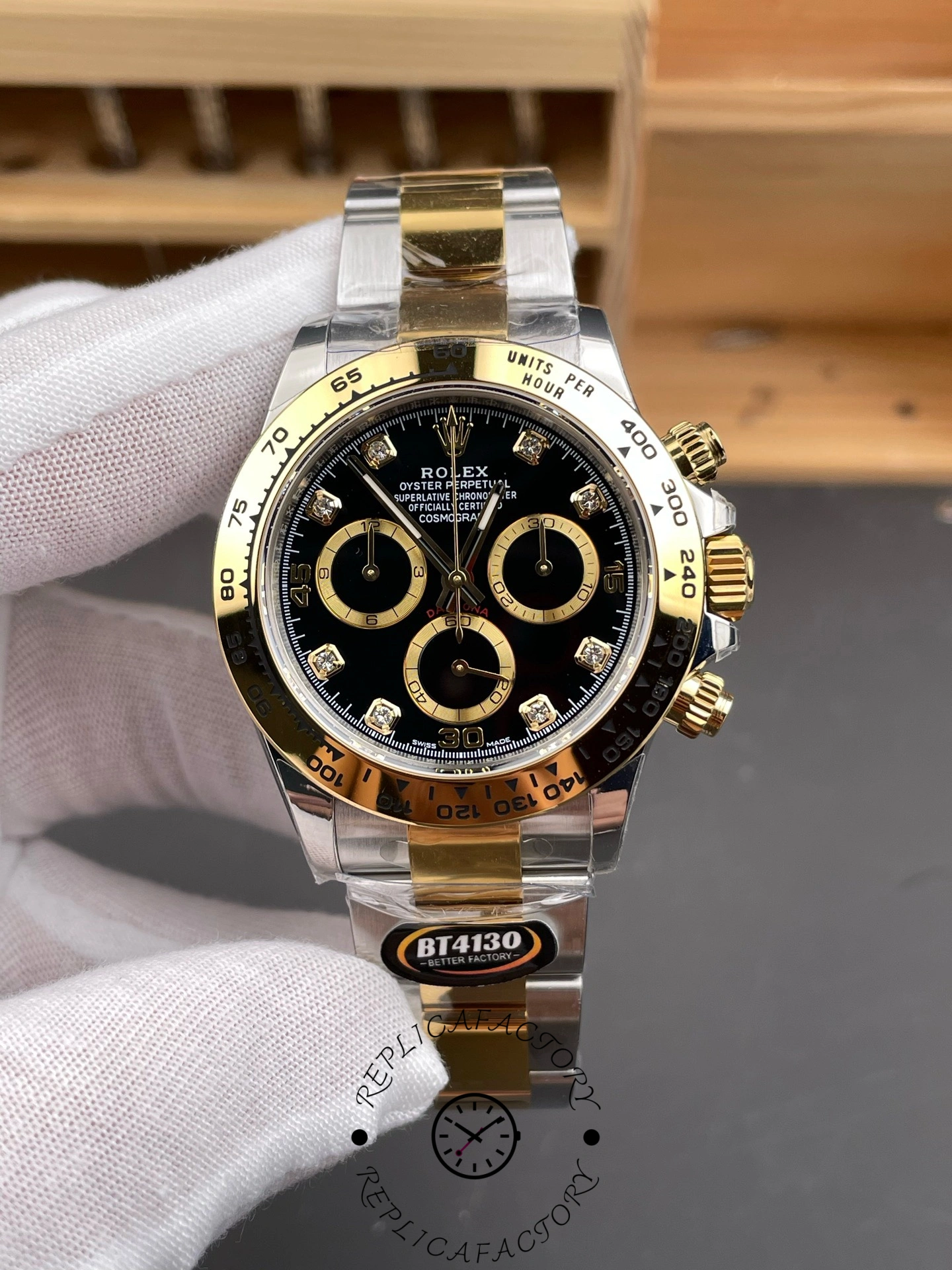 Replica Rolex Daytona Black Dial Two Tone Oyster 116503 40mm Men's Watch - QualitySwissReplica