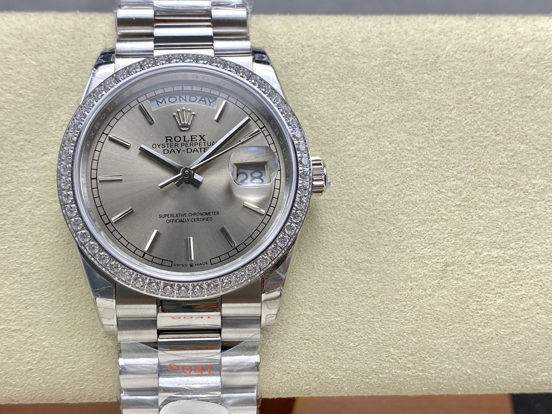 Replica Rolex Day Date 36mm Platinum and Diamonds Bezel 128396tbr 0004 - QualitySwissReplica