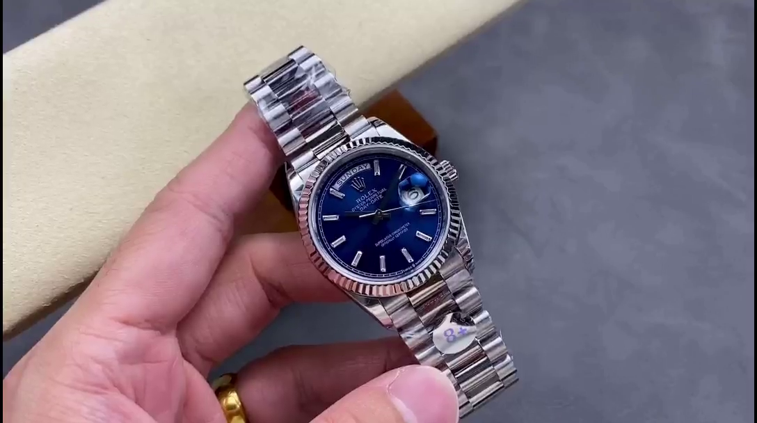 Replica Rolex Day Date White Gold 36 Blue Diamond Dial m128239 0069 - QualitySwissReplica