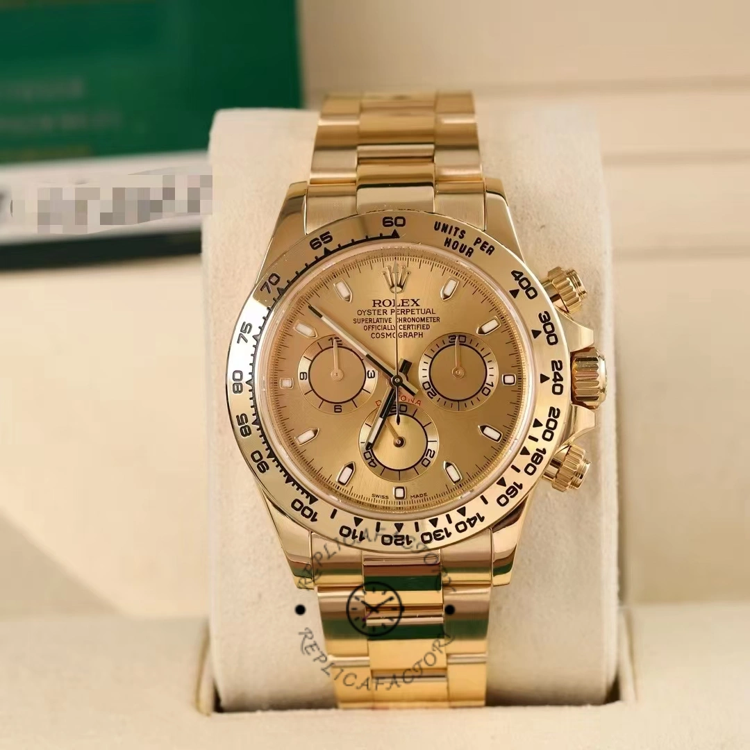 Replica Rolex Daytona 116508 Yellow Gold Champagne Index Dial 40MM Mens Watch - QualitySwissReplica