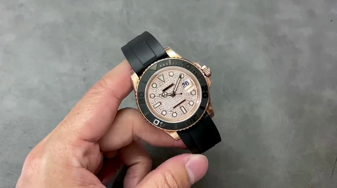 Replica Rolex Yacht-Master II 126655 Diamond Pave Dial Rose Gold 40mm Mens Watch - QualitySwissReplica