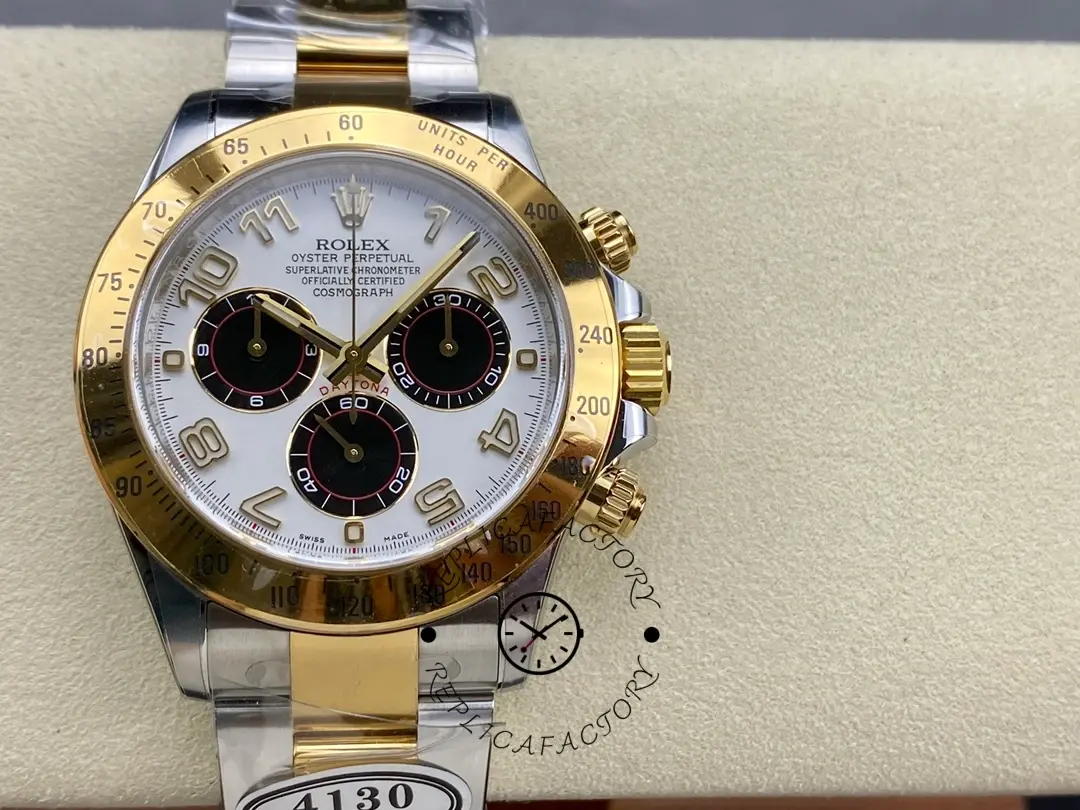 Replica Rolex Daytona 116523 White Arabic Panda Dial 40mm Mens Watch - QualitySwissReplica