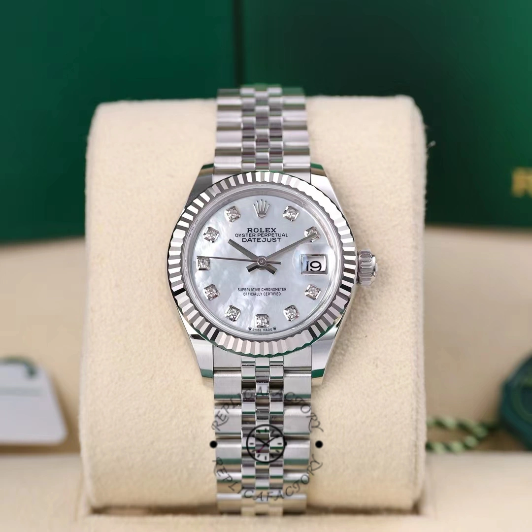 Replica Rolex Datejust 279174 Stainless Steel Mother Of Pearl Diamond Dial 28mm Lady Watch - QualitySwissReplica