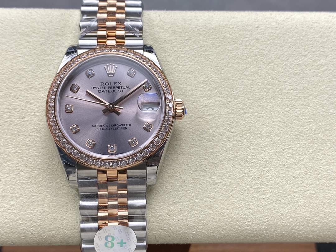 Replica Rolex Datejust 31mm Stainless Steel and Rose Gold 278381RBR 0024 Rose Diamond Jubilee - QualitySwissReplica