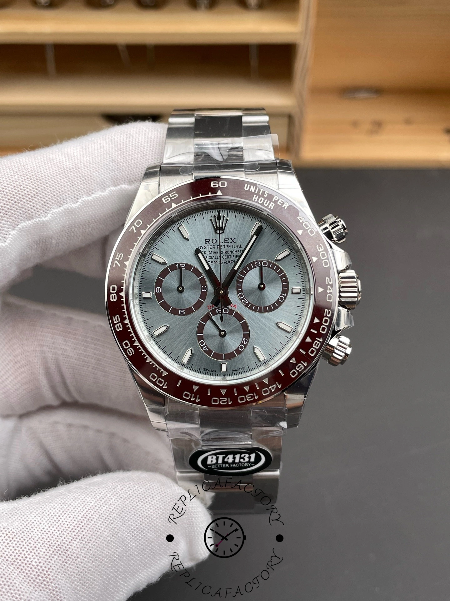 Replica Rolex Platinum Cosmograph Daytona Ice Blue Index Dial Oyster Bracelet 126506 0001 - QualitySwissReplica