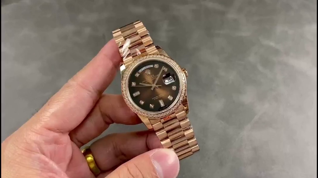Replica Rolex Day-Date 128345RBR Brown Ombre Dial Everose Gold 36MM Unisex Watch - QualitySwissReplica