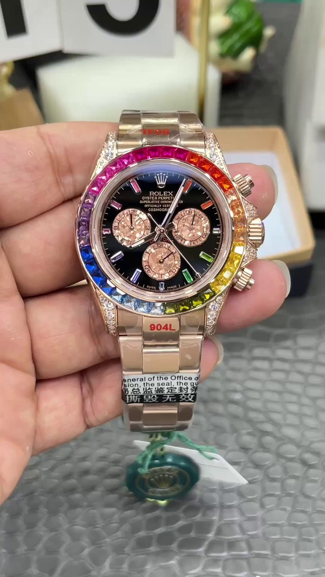 Replica Rolex Cosmograph Daytona 40mm Black Sapphire Rainbow Dial 116595RBOW - QualitySwissReplica