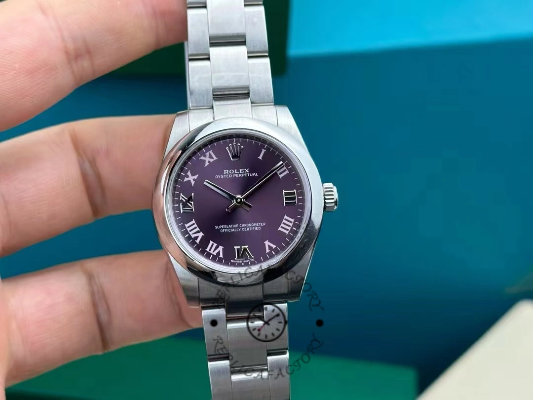Replica Rolex Oyster Perpetual 177200 Grape Red Dial 31mm Lady Watch - QualitySwissReplica