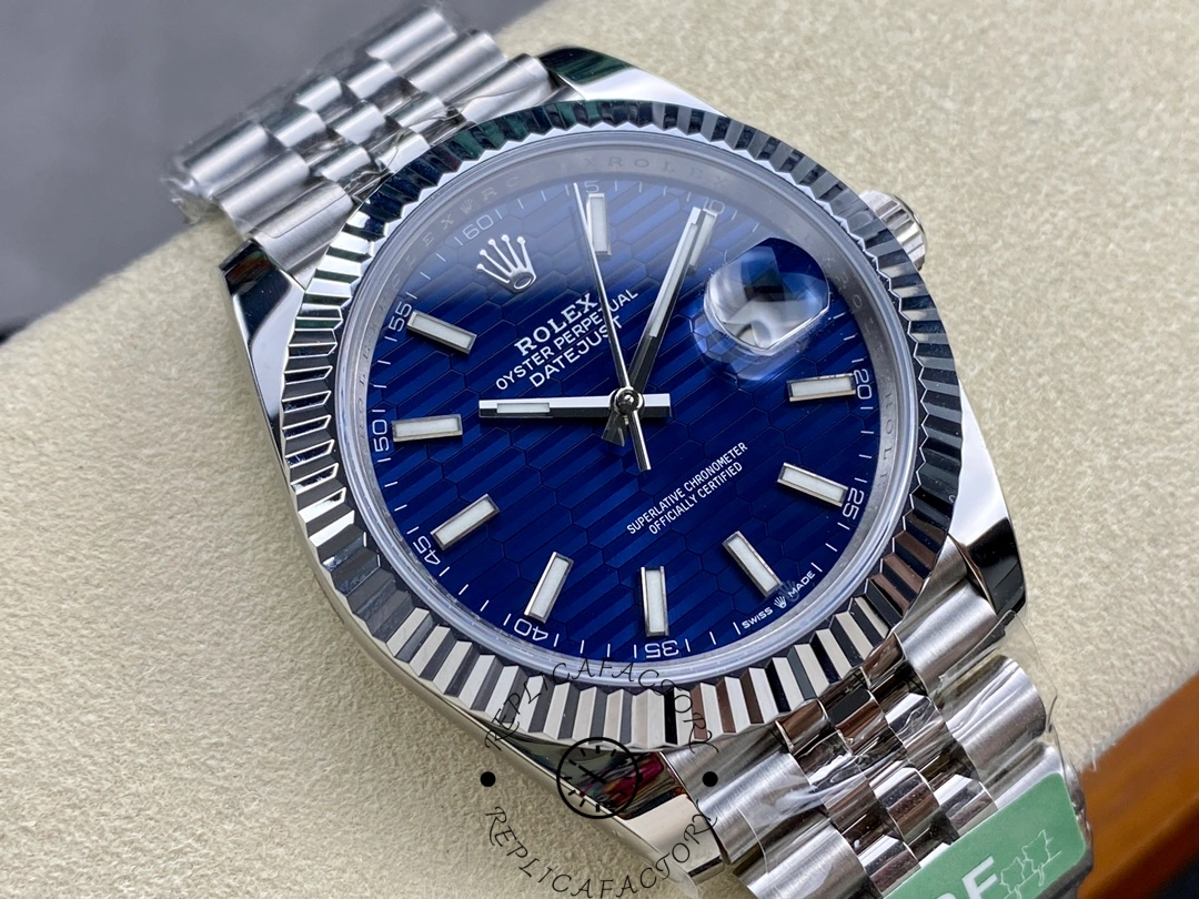 Replica Rolex Datejust 41mm Stainless Steel 126334 Blue Index Jubilee Men's Watch - QualitySwissReplica